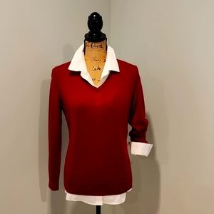 Talbots Pure Merino Wool Sweater in Red, Size Large